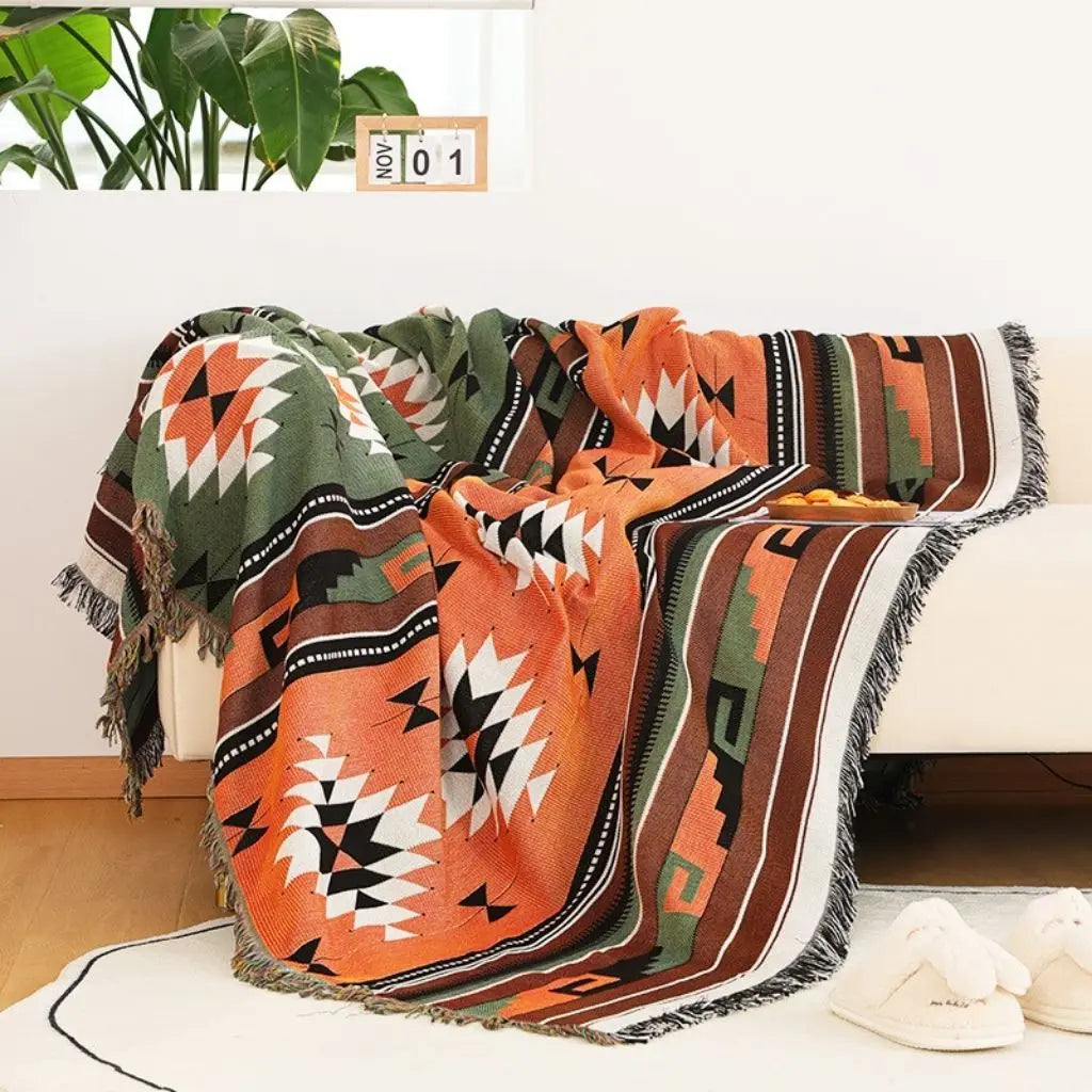 Zahara Boho Cotton Sofa Blanket