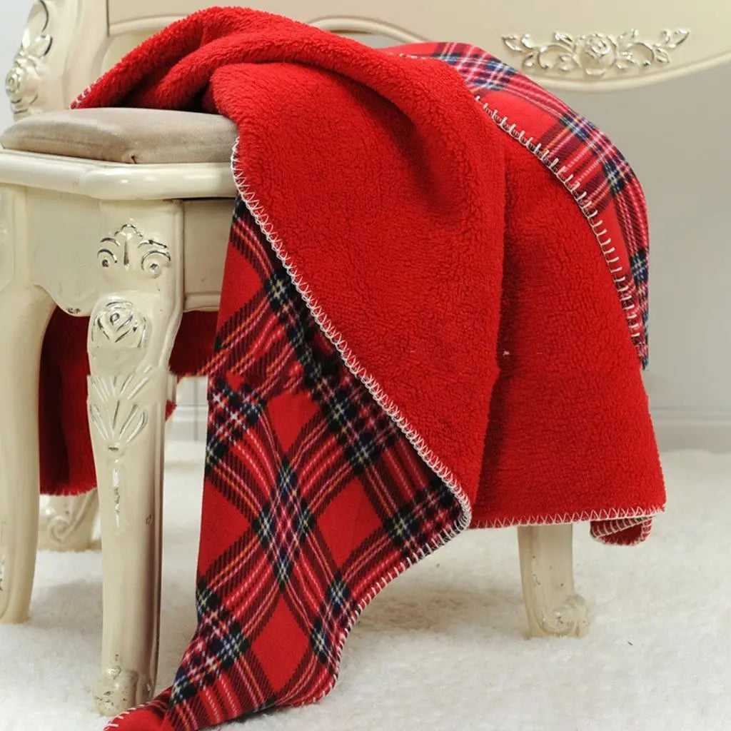 Nora Red Plaid Flannel Fleece Blanket