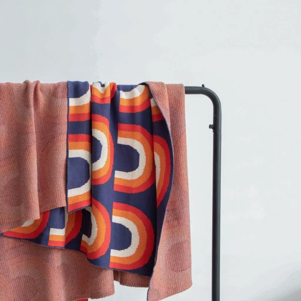 Opheel Rainbow Cotton Knit Blanket