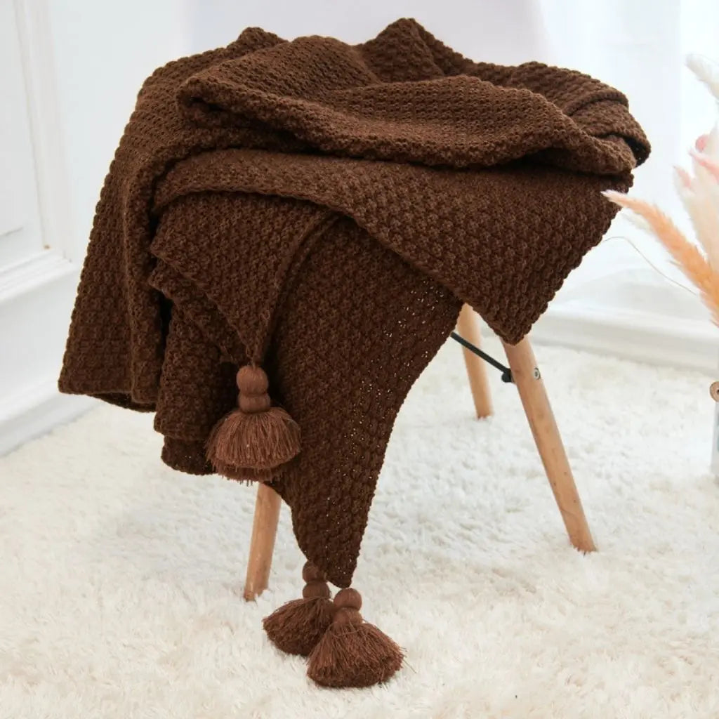 Elise Pineapple Tassel Knit Blanket