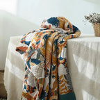 Mila Botanical Five-Layer Cotton Gauze Sofa Blanket