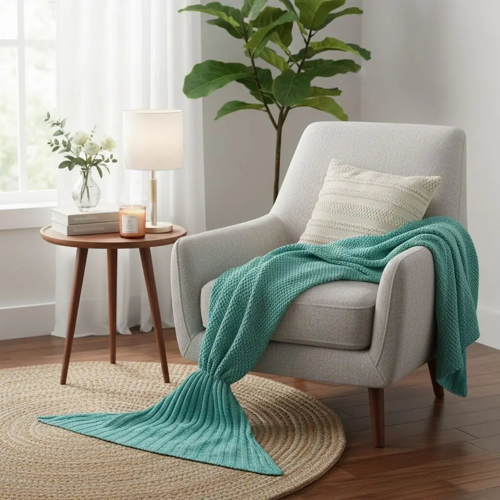 Isla Mermaid Tail Knit Blanket