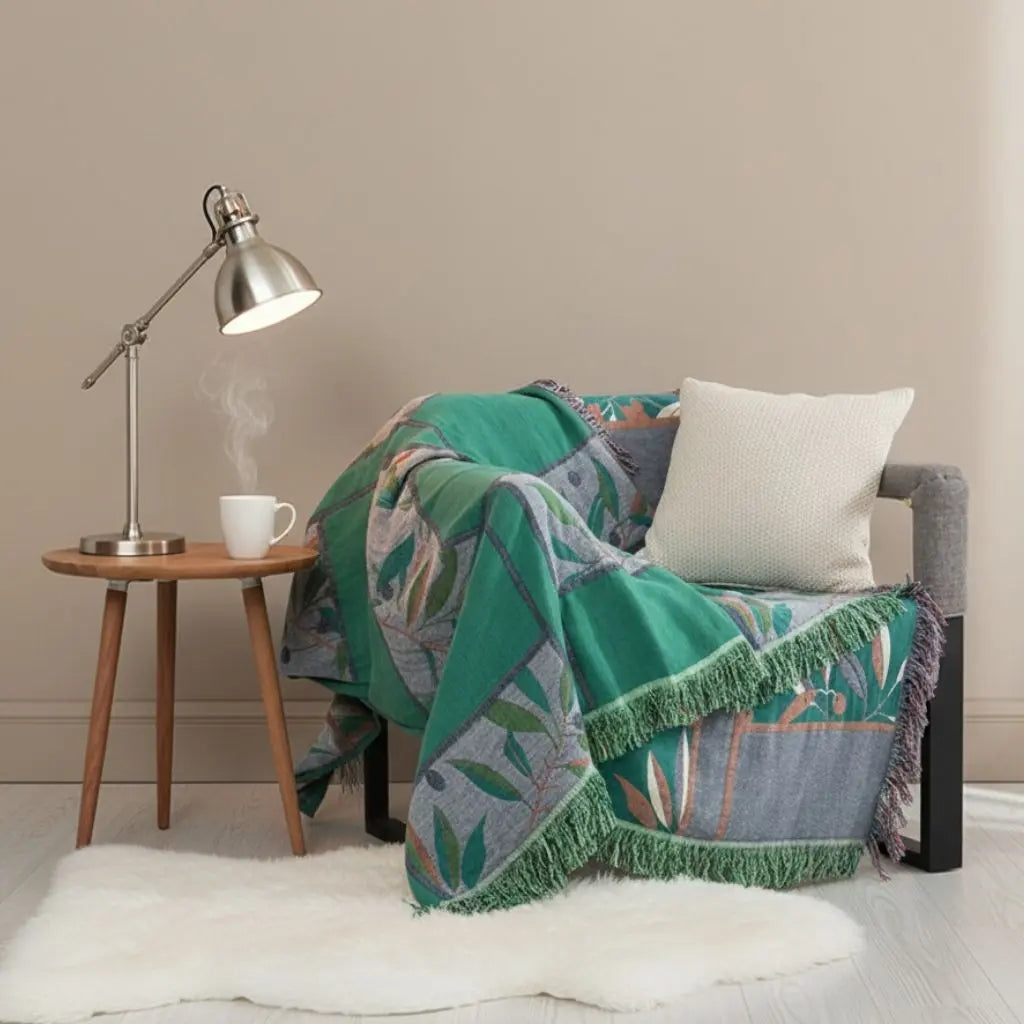 Marley Coastal Cotton Fringe Throw Blanket
