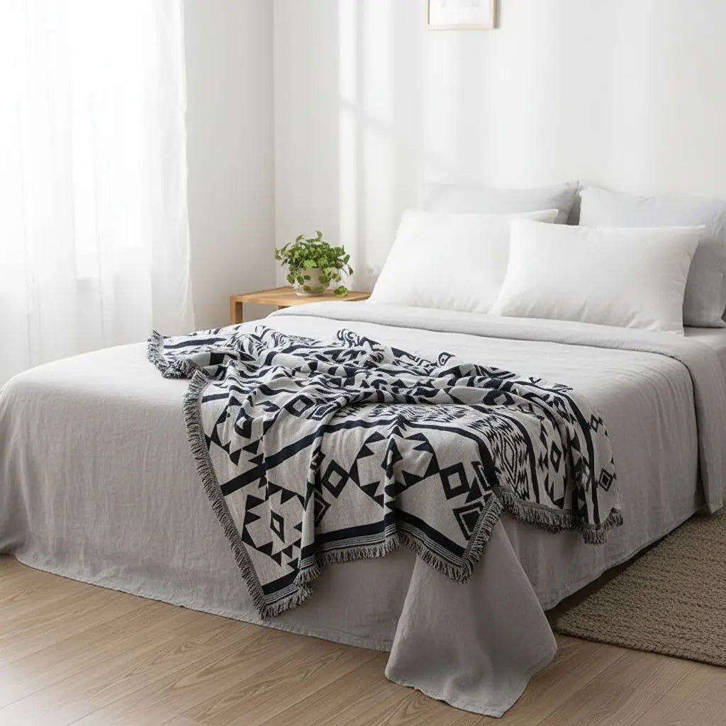 Ethan GeoWoven Soft Cotton Throw Blanket