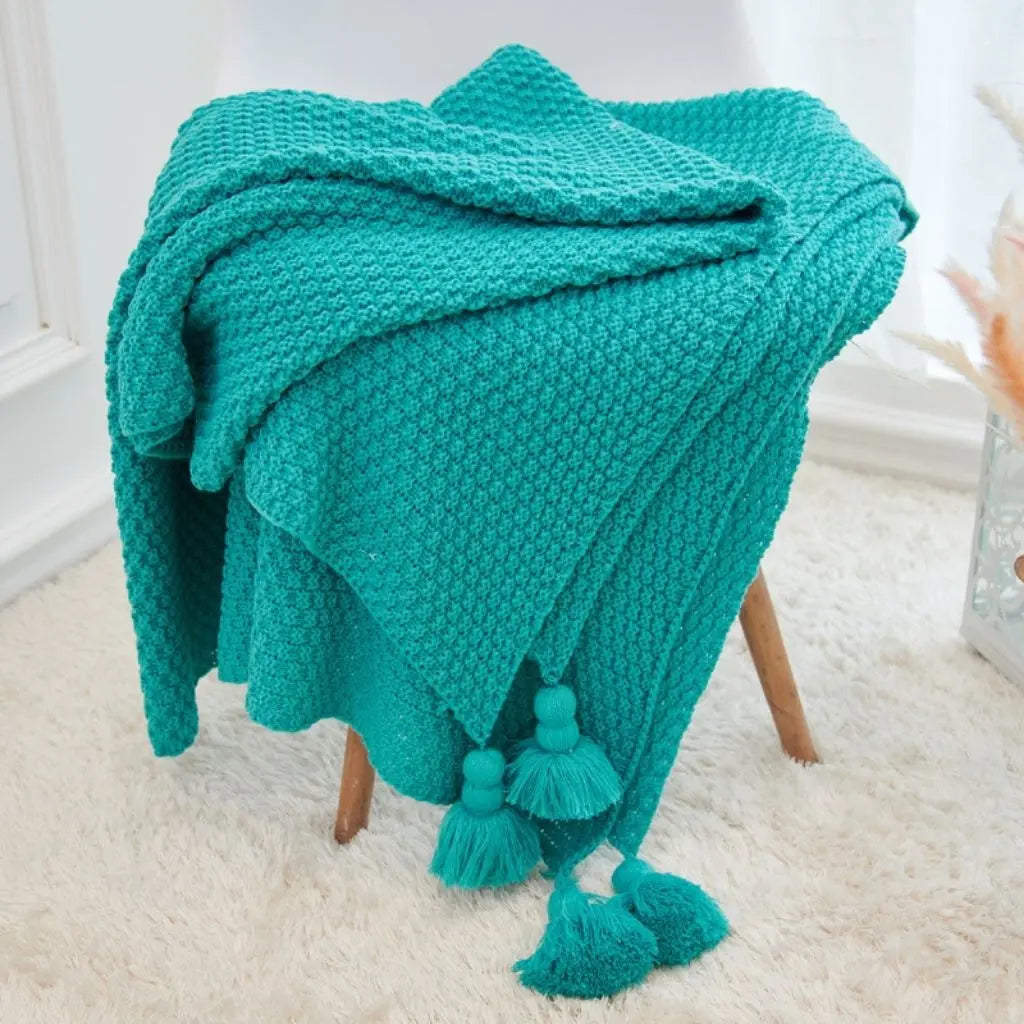 Elise Pineapple Tassel Knit Blanket