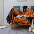 Moonlit Pumpkin and Cat Throw Blanket