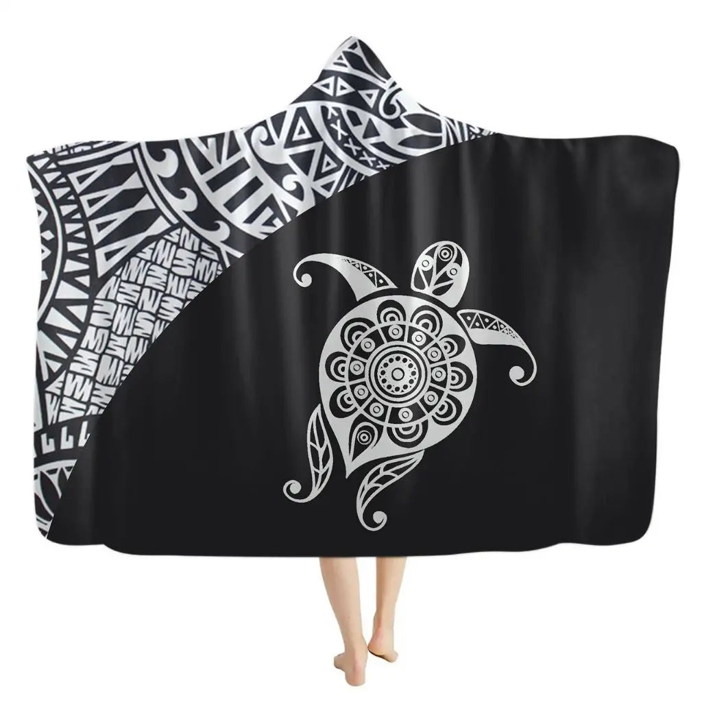 Ayla Bohemian Turtle Hooded Flannel Blanket