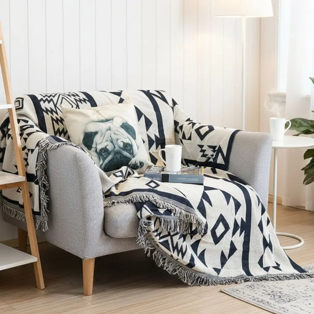 Ethan GeoWoven Soft Cotton Throw Blanket