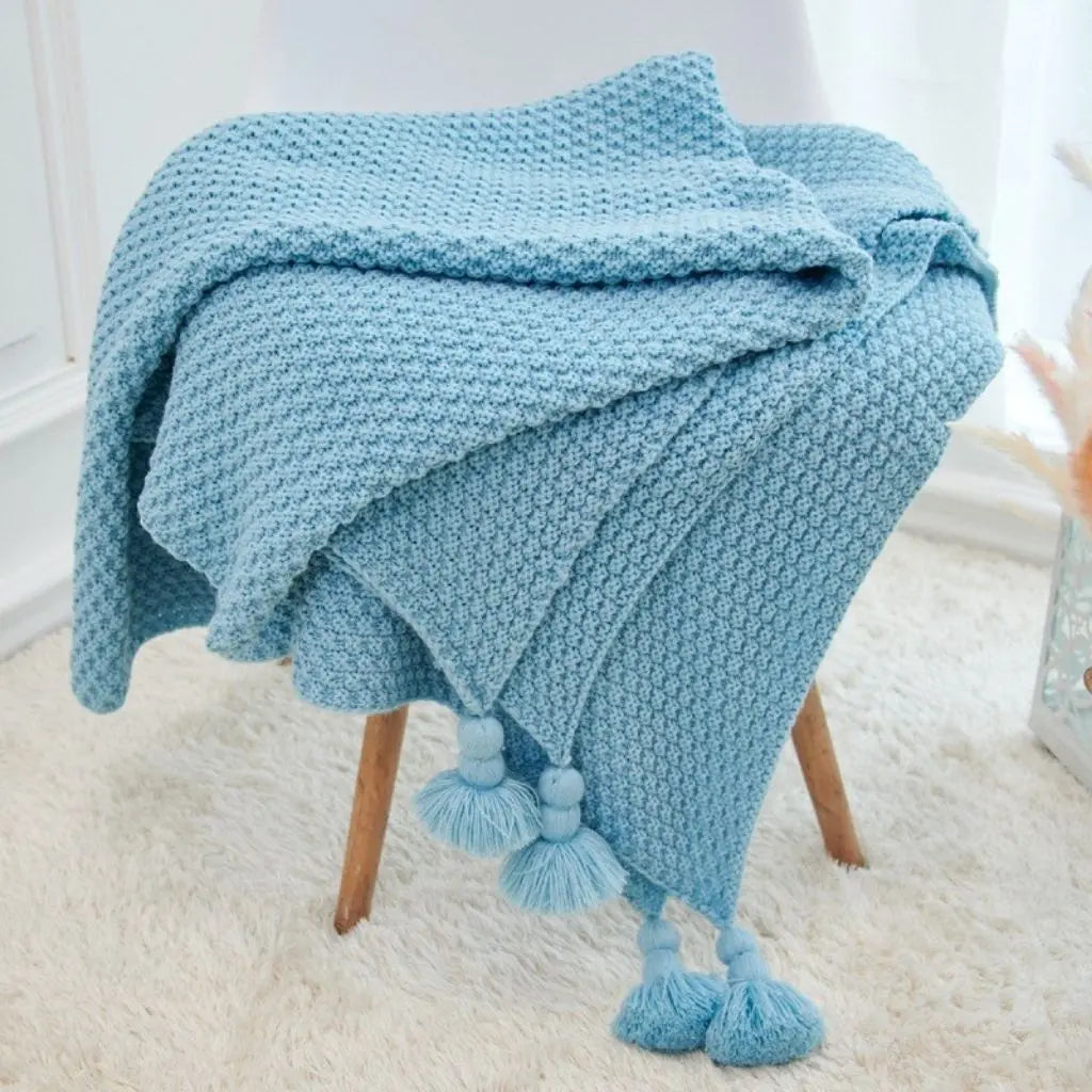 Elise Pineapple Tassel Knit Blanket