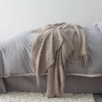 Lena Textured Fringe Throw Blanket