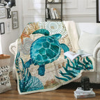 Luca Ocean Print Coral Fleece Blanket