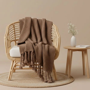Chloe Twist Tassel Cotton Knit Blanket