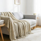 Jacquard Tassel Knit Sofa Throw Blanket