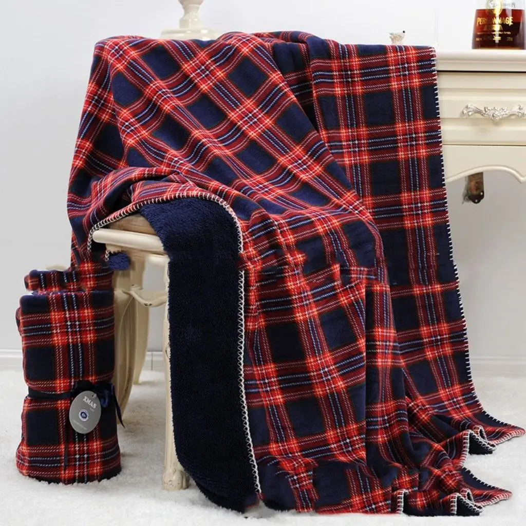 Nora Red Plaid Flannel Fleece Blanket