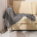 Herringbone Weave Soft Fringe Throw Blanket
