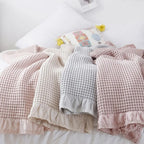 Mila Waffle Lace Soft Cotton Quilt Blanket