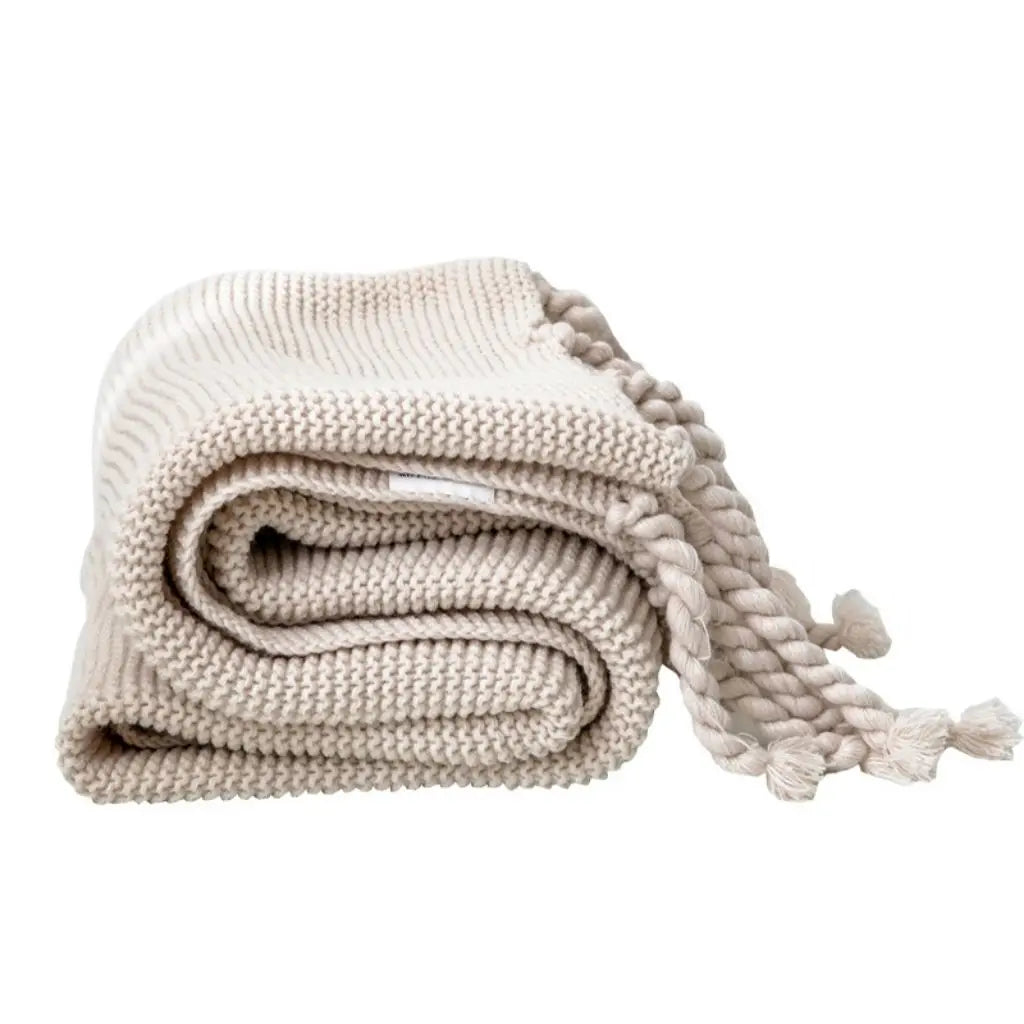 Chloe Twist Tassel Cotton Knit Blanket