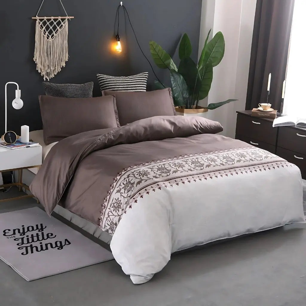 Harper Floral Border Duvet Cover Set