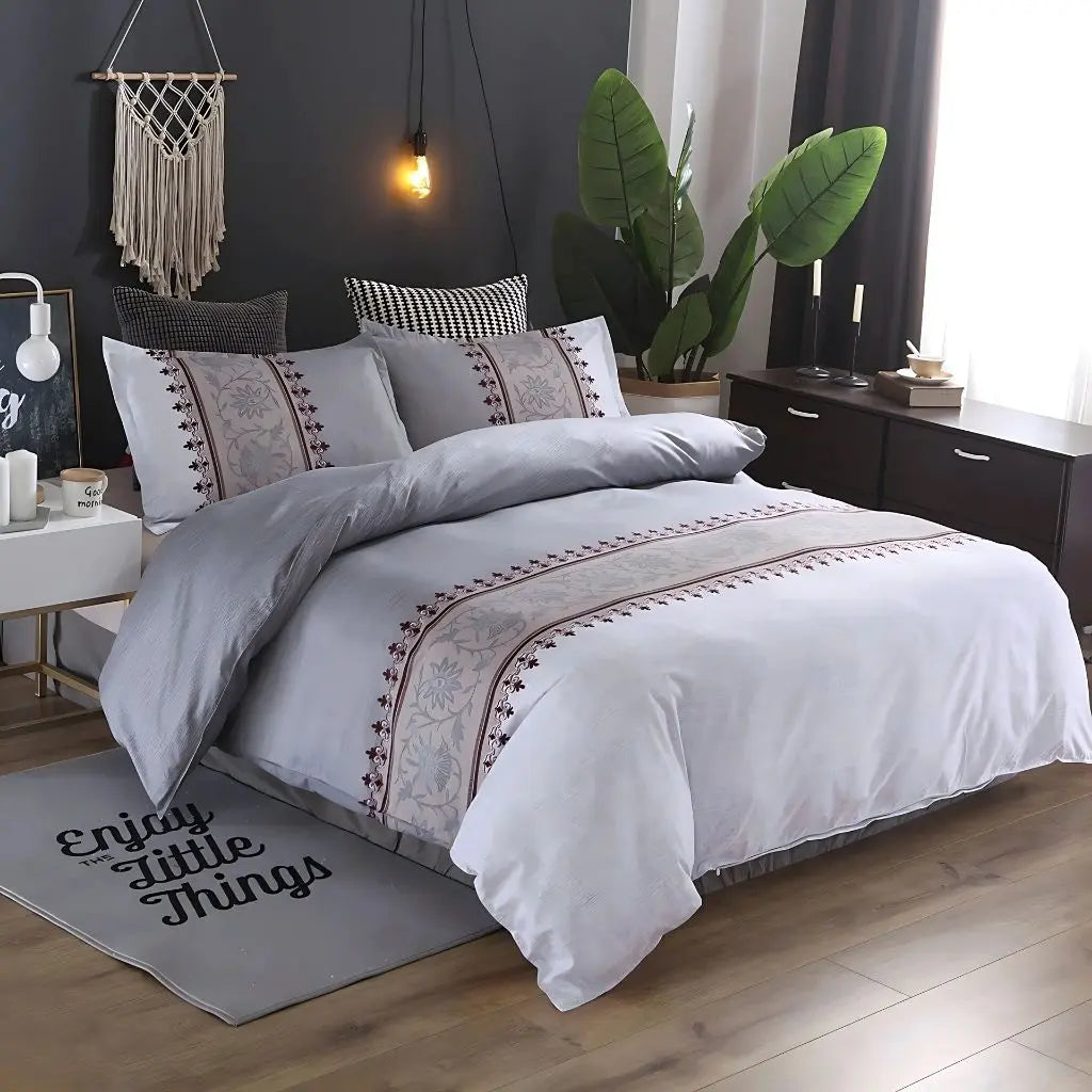 Harper Floral Border Duvet Cover Set