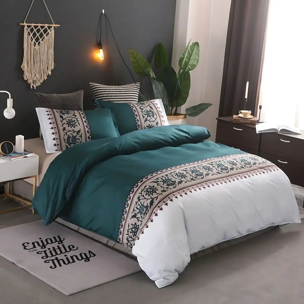 Harper Floral Border Duvet Cover Set