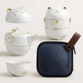 Fortune Cat Ceramic Travel Tea Set