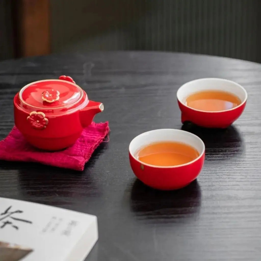 Fortune Cat Ceramic Travel Tea Set