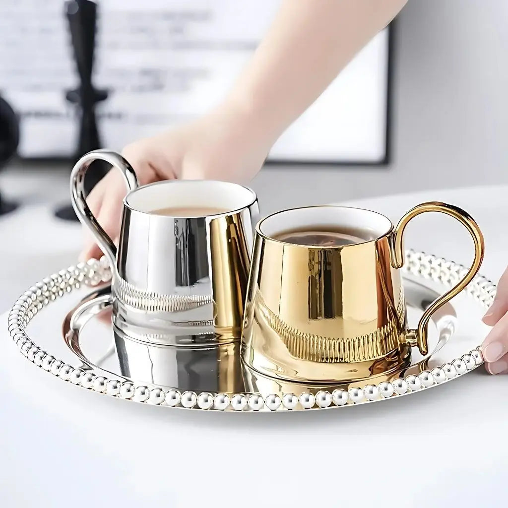 Veloria Ceramic Cup – Electroplated Reflective Finish