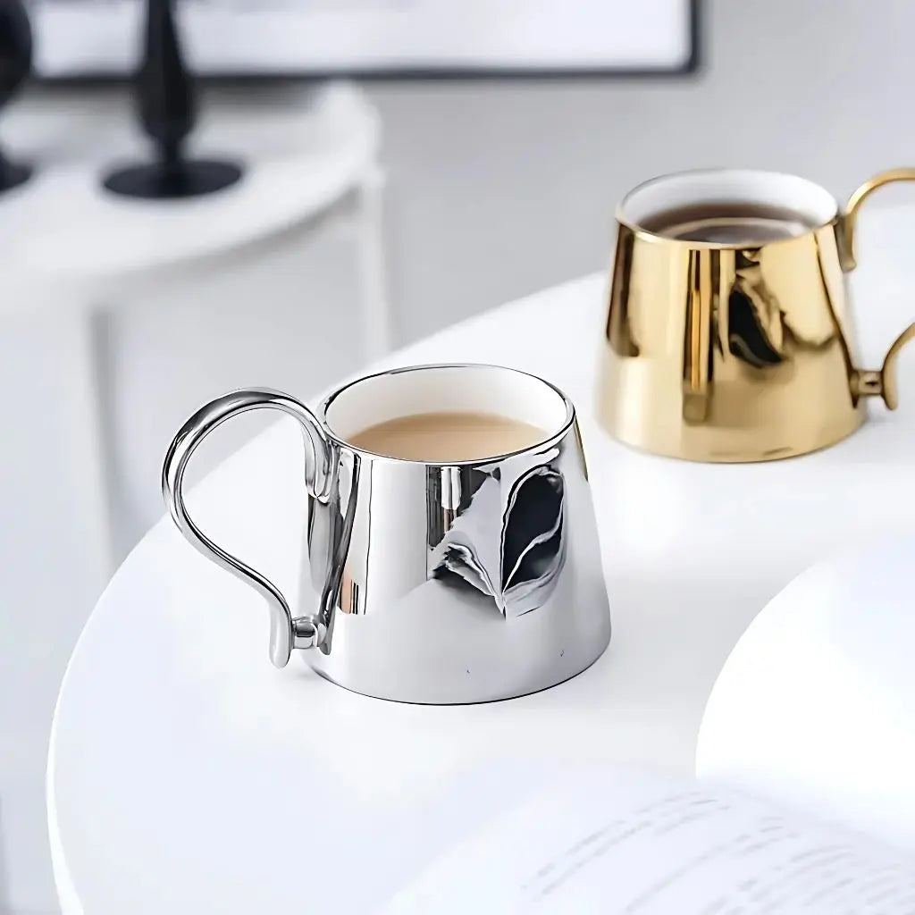 Veloria Ceramic Cup – Electroplated Reflective Finish