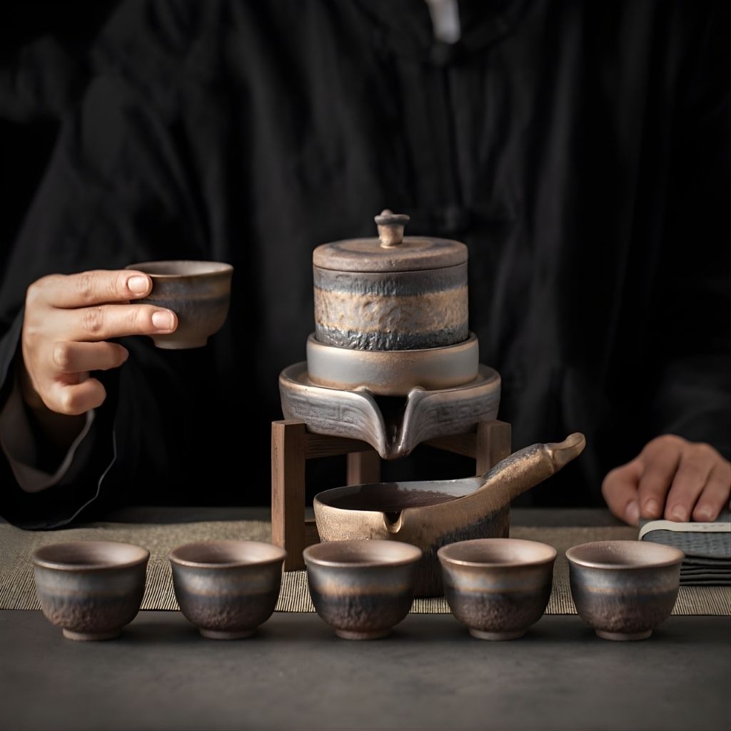 Taojin Gilded Iron Glaze Ceramic Tea Set