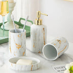 Amelia Marble Bathroom Set – 4-Piece Ceramic Wash Kit