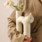 Clem Marble Cat Shaped Ceramic Flower Vase
