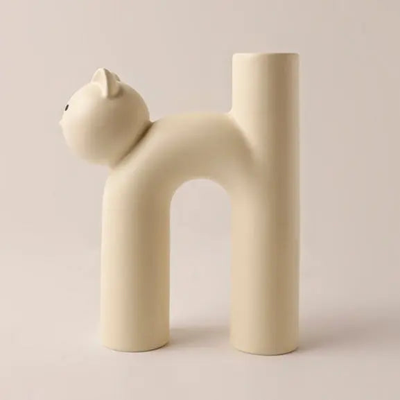 Clem Marble Cat Shaped Ceramic Flower Vase