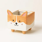Corgi & Lamb Cartoon Ceramic Plant Pot