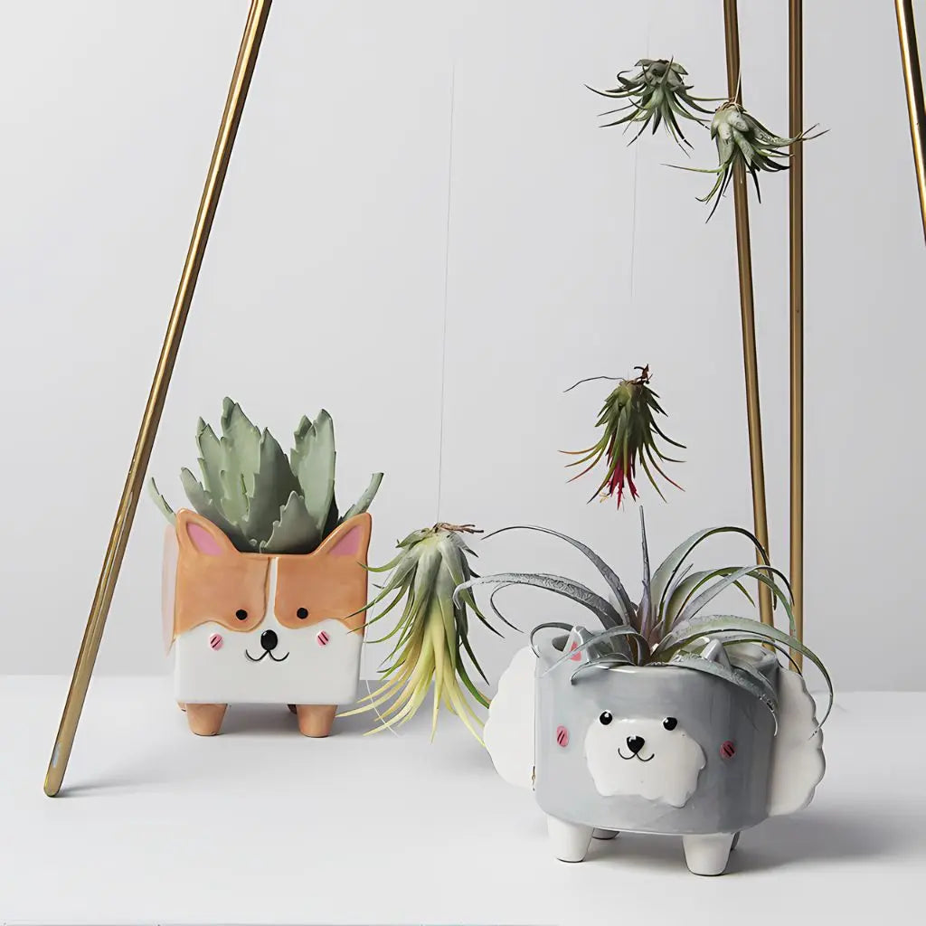 Corgi & Lamb Cartoon Ceramic Plant Pot