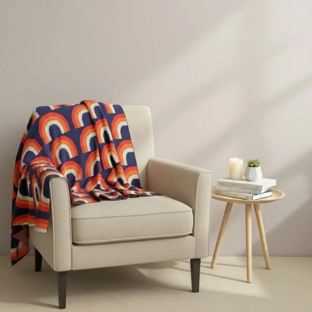 Opheel Rainbow Cotton Knit Blanket
