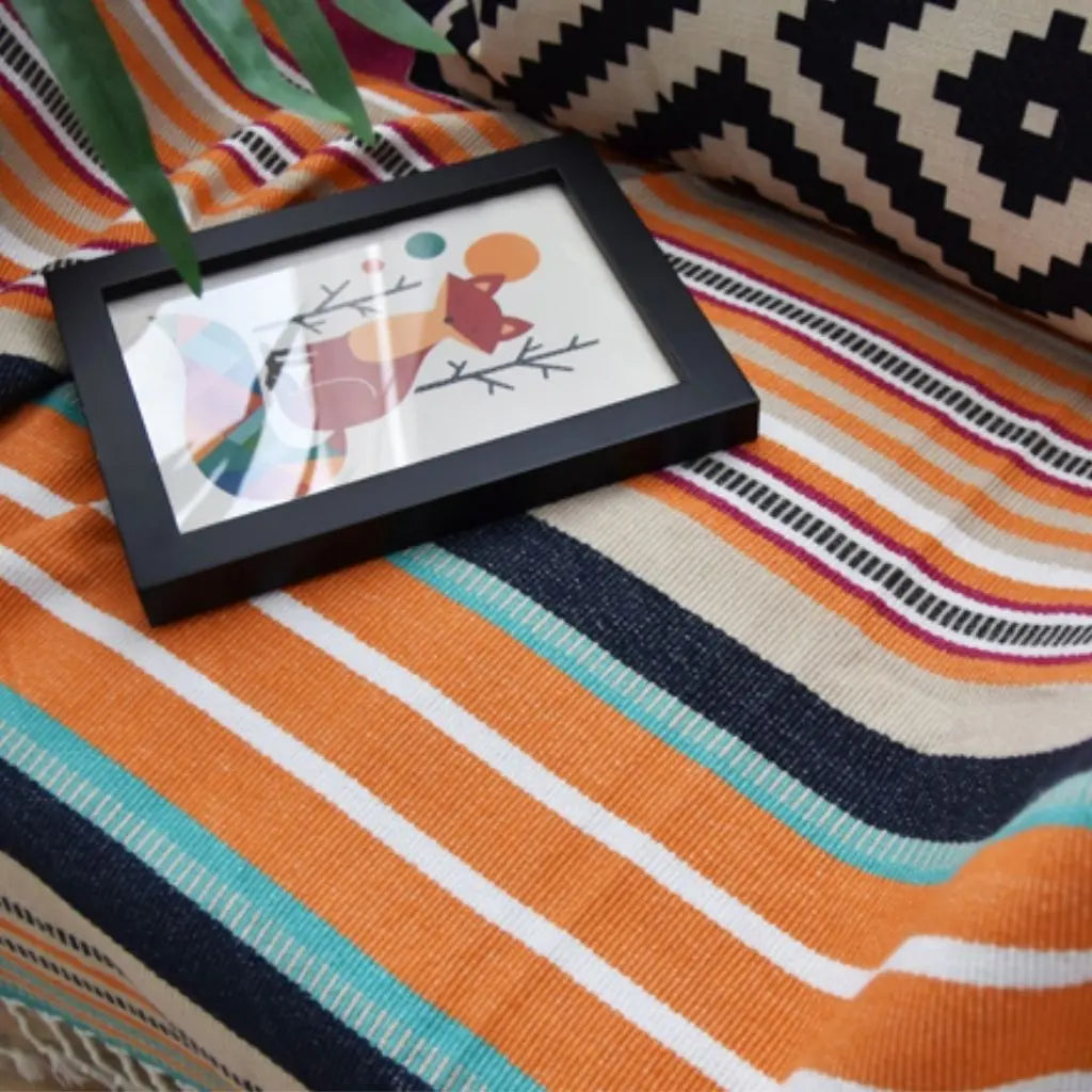 Mara Indian Stripe Tassel Acrylic Blanket