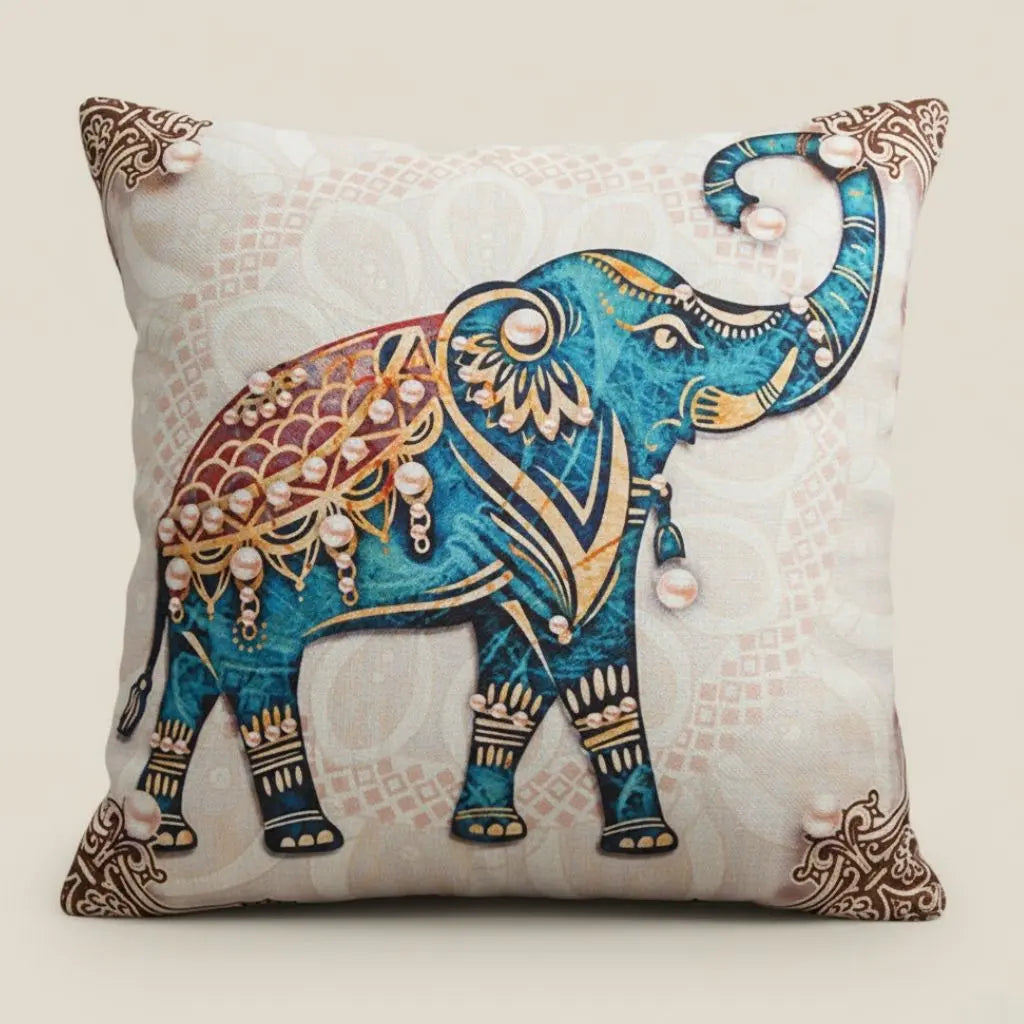 Avery Elephant Linen Pillow Covers