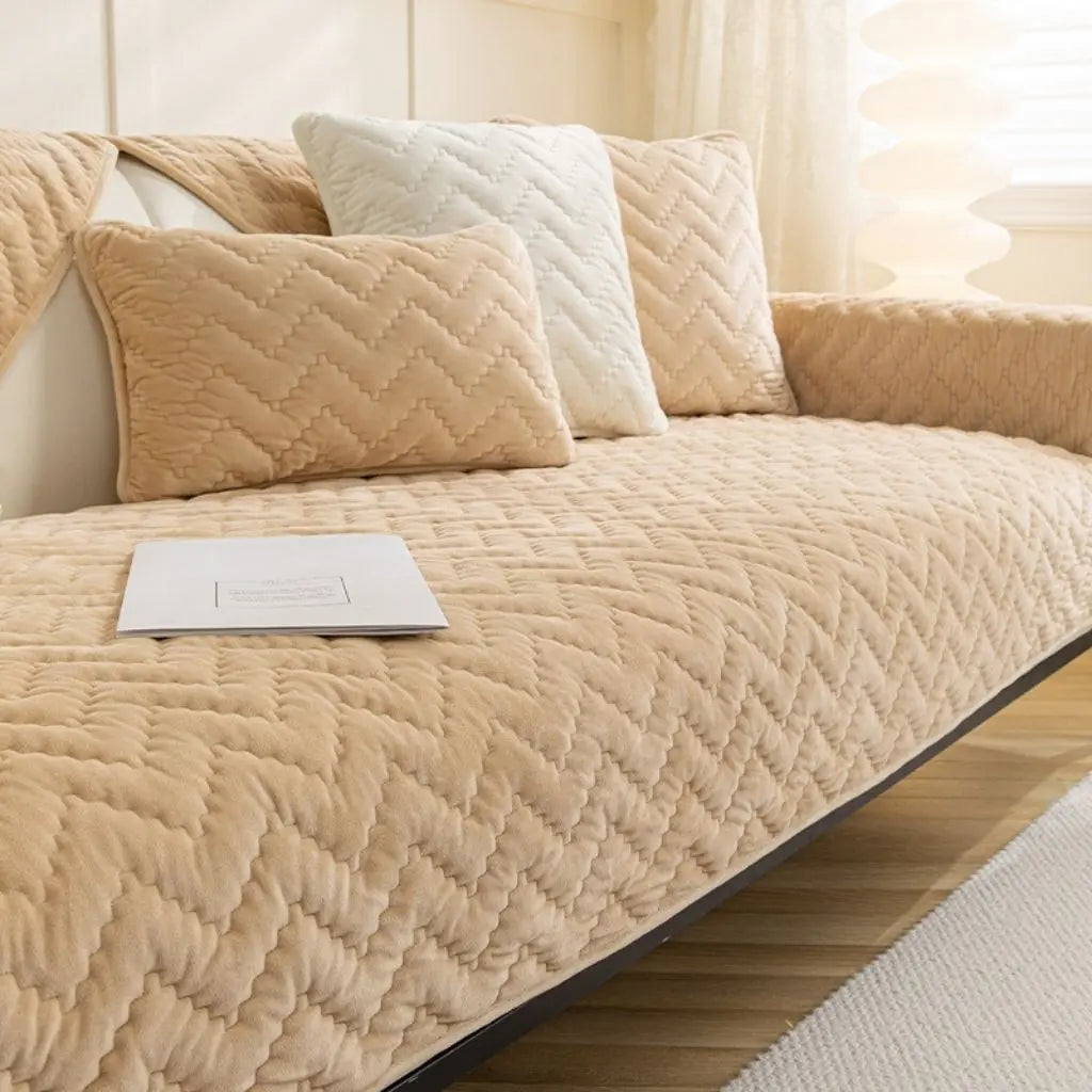 Evelyn Quilted Crystal Velvet Sofa Covers