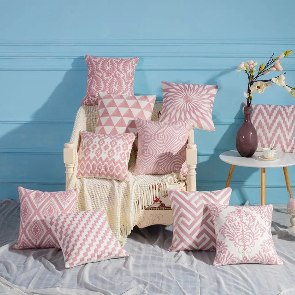 Lena Spiral Embroidered Cotton Pillow Covers
