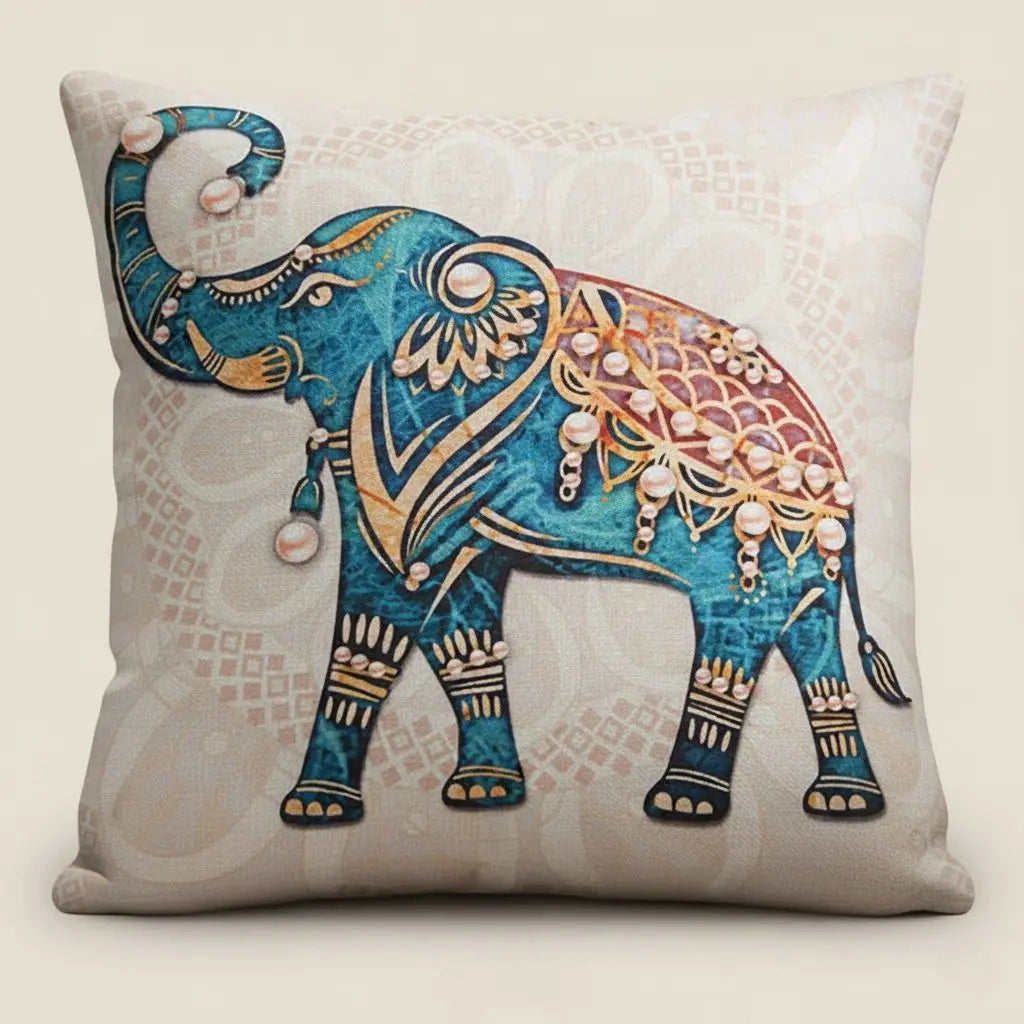 Avery Elephant Linen Pillow Covers