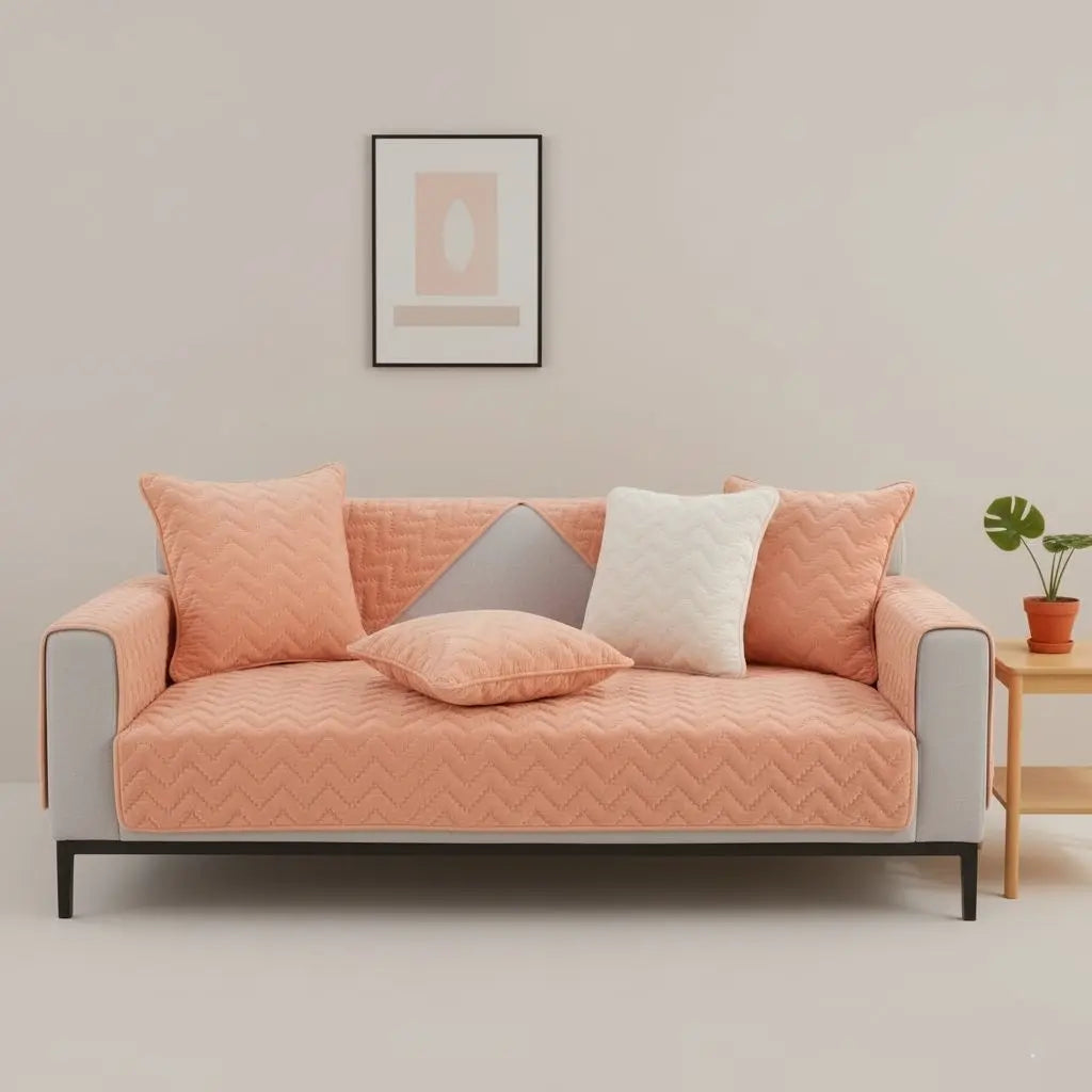 Evelyn Quilted Crystal Velvet Sofa Covers