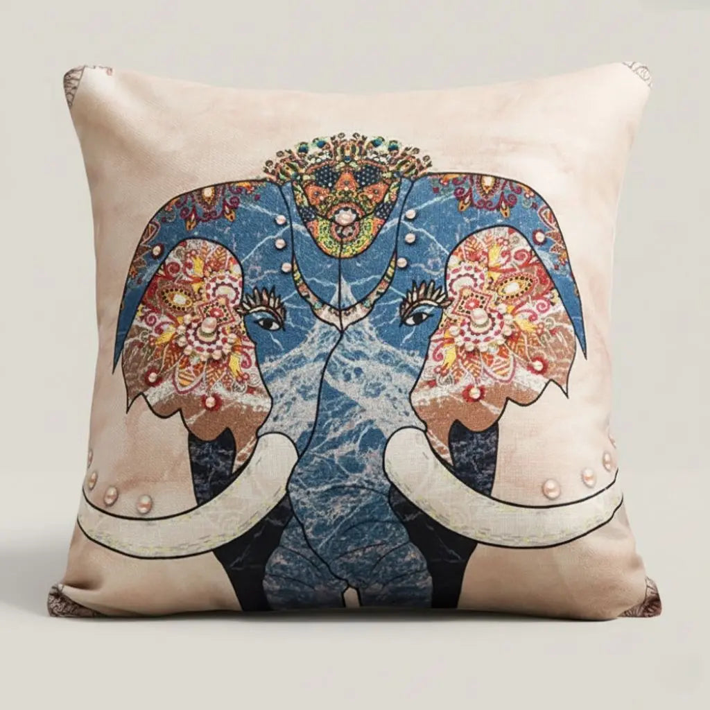Avery Elephant Linen Pillow Covers