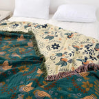 Caleb Bird Pattern Cotton Sofa Blanket Cover