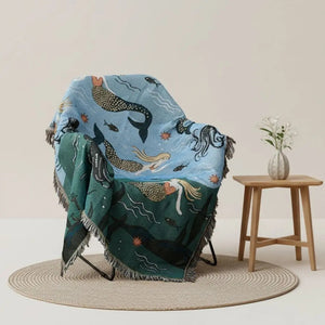Marina Mermaid Blended Woven Cotton Sofa Throw