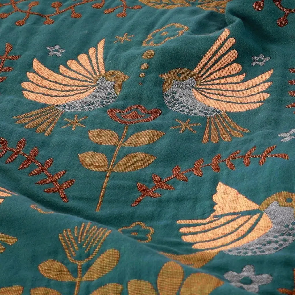 Caleb Bird Pattern Cotton Sofa Blanket Cover