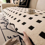 Monroe Checkered Non-Slip Soft Plush Sofa Covers