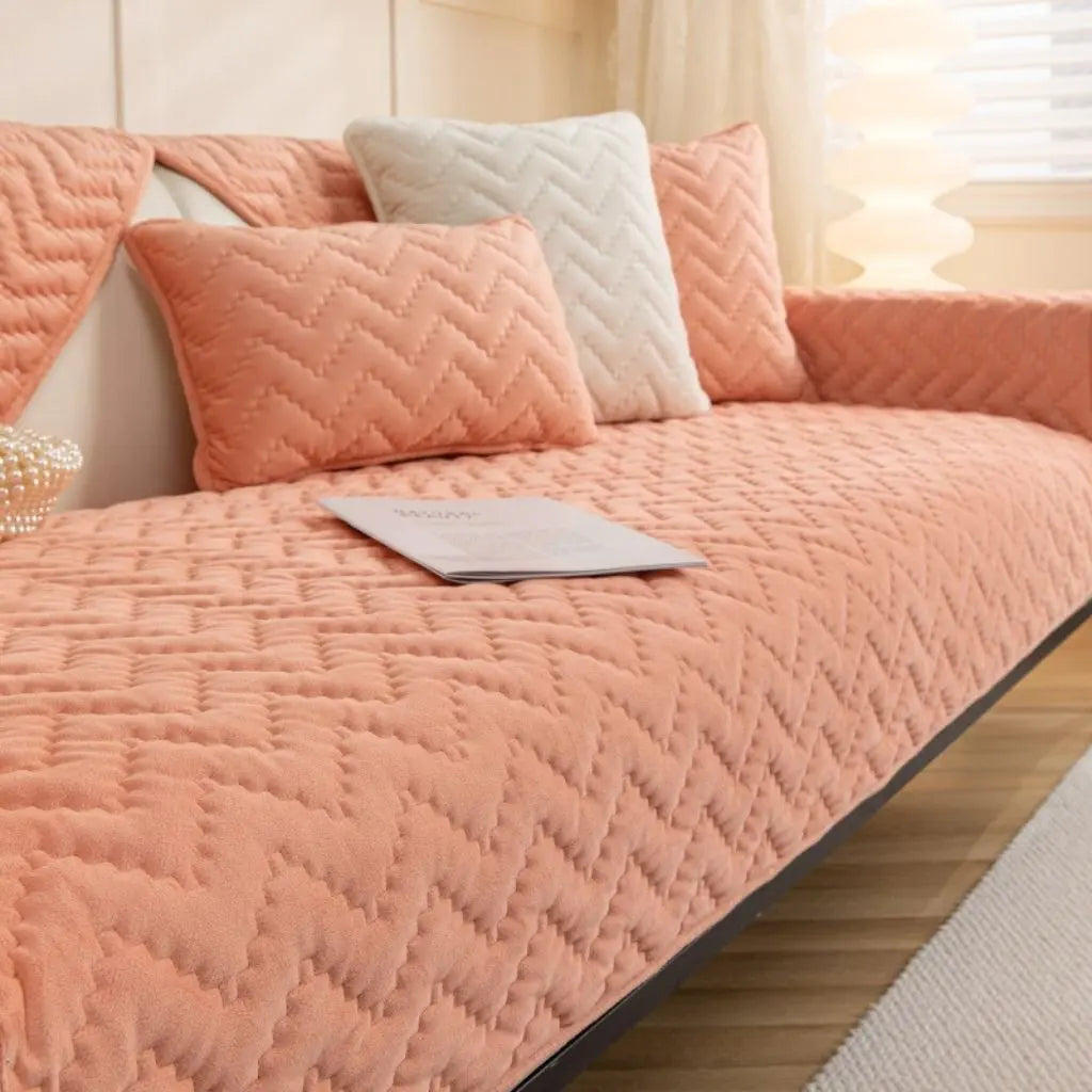 Evelyn Quilted Crystal Velvet Sofa Covers
