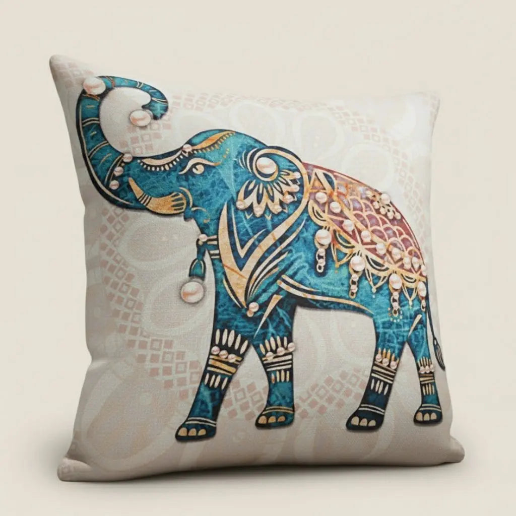 Avery Elephant Linen Pillow Covers