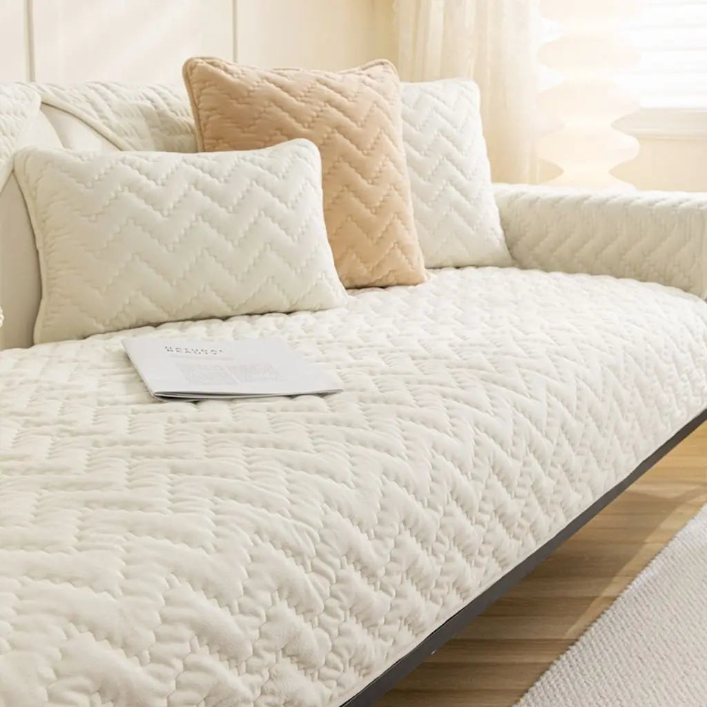 Evelyn Quilted Crystal Velvet Sofa Covers