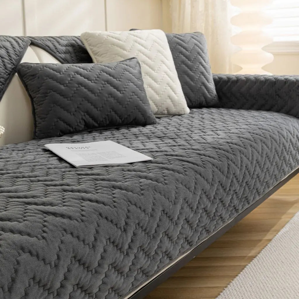 Evelyn Quilted Crystal Velvet Sofa Covers